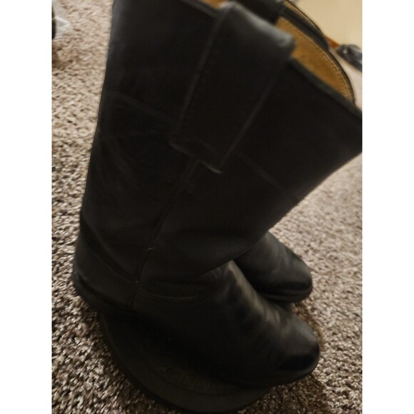 JUSTIN USA 3133 Black Leather Roper Cowboy Western Boots Men\'s size 8 D